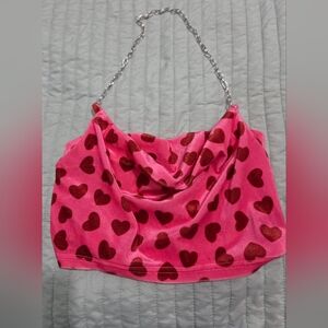 SHEIN Pink Heart Patterned Tank Top